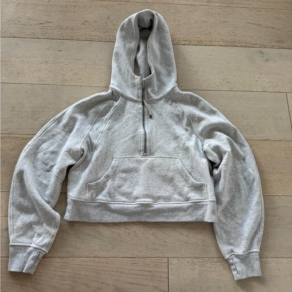LULULEMON scuba oversized 1/2zip HOODIE light gray XS/S - Picture 4 of 10